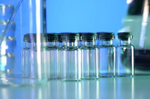 Vial In Laboraotry Stock Photos