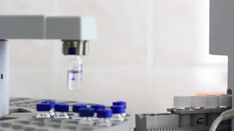 Vial with mixture after analysis, close-up Stock Footage 218472347