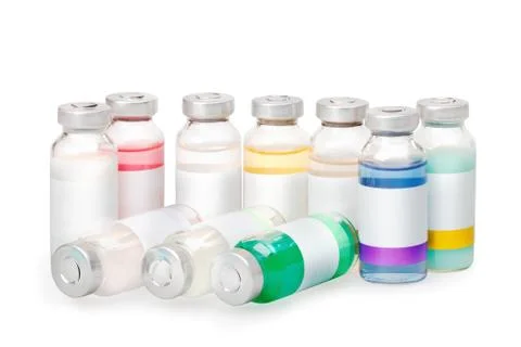 Vials with colored substances Stock-Fotos