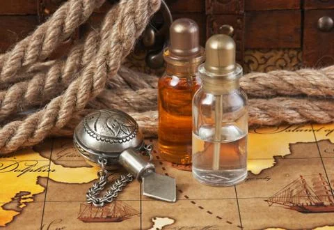 Vials of perfume oils Fotos Stock