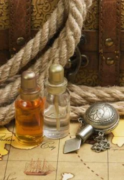 Vials of perfume oils Fotos Stock