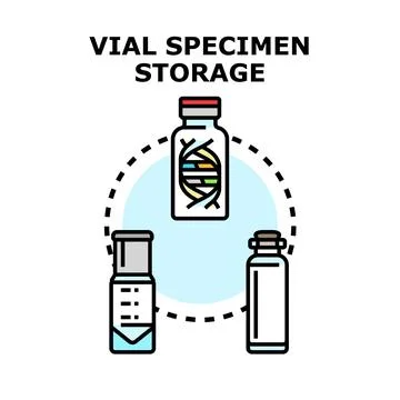 Vials storing lab specimens and genetic materials Stock Illustration