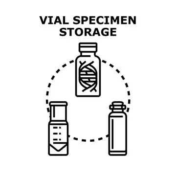 Vials storing lab specimens and genetic materials Stock Illustration
