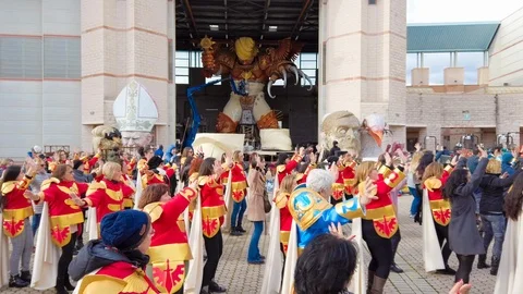 Viareggio Dance test of typical Float for parade in Carnival celebrations 4K 422 Stock Footage 102289895