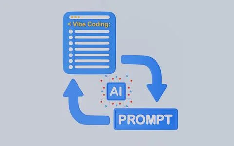 Vibe Coding AI Design for Modern Technology, and Computing Concepts Stock-Illustration