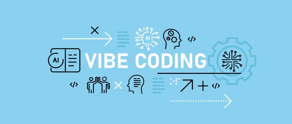 Vibe coding banner modern software development and artificial intelligence Illustrazione stock