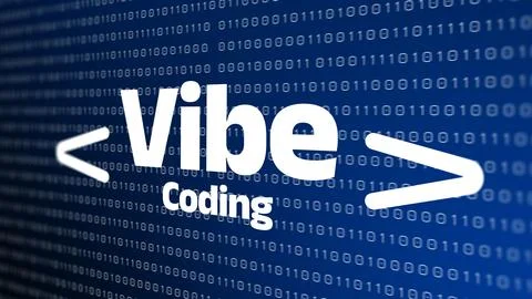 Vibe coding with binary background and modern design in a digital setting Stock Illustration