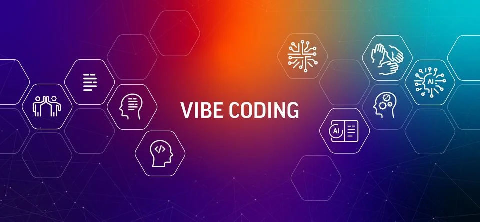 Vibe coding concept representing artificial intelligence and human 스톡 일러스트