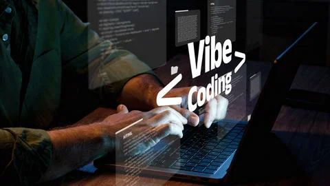 Vibe coding creates skills for web development in a quiet environment during 스톡 사진