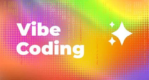 Vibe Coding Creative Technology Background with Colorful Gradient Halftone Pa Stock-Illustration