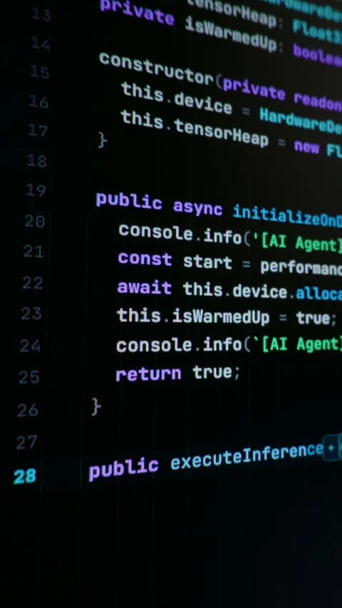 Vibe Coding Script Showing Neural Runtime Allocation on Screen Close-Up Stock Footage 347523779