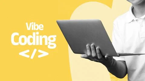 Vibe coding session with hands-on practice using a laptop in a bright Stock Photos