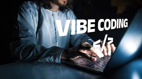 Vibe coding session at night with focus on programming and technology Stock Photos