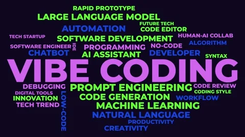 Vibe Coding Word Cloud - Animated AI Programming Typography Stock Footage 346718634
