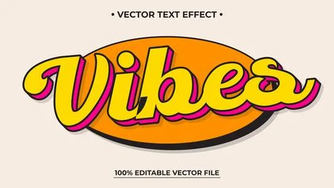Vibes 3d editable text effect yellow Vintage retro style effect イラスト素材