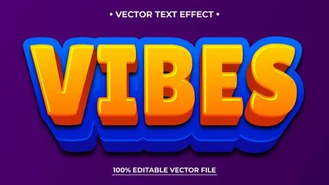 Vibes 3d logo template editable text effect style Stock Illustration