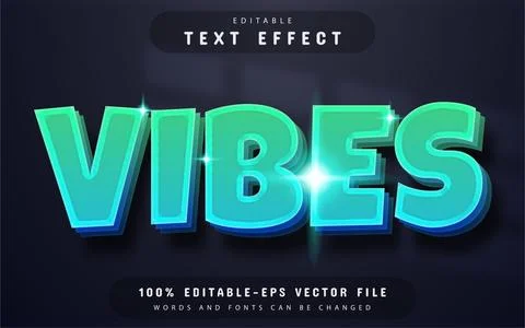 Vibes 3d text effect editable Stock Illustration
