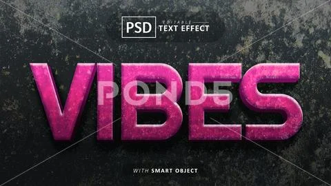 Vibes 3d text effect editable Modello PSD