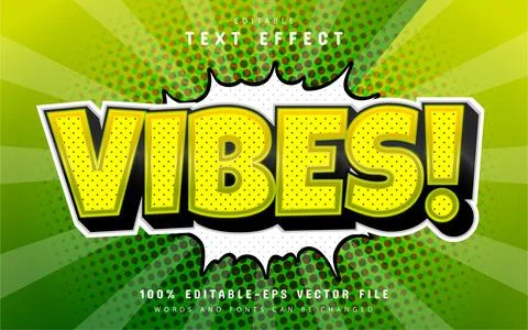 Vibes comic style text effect Illustrazione stock