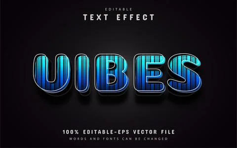 Vibes text, blue gradient text effect Stock Illustration