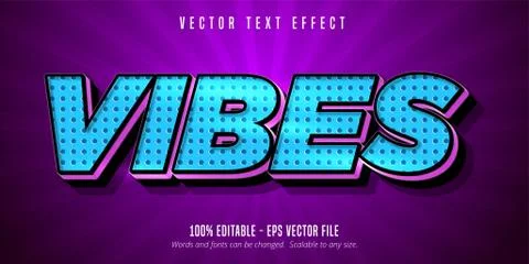 Vibes text, cartoon style editable text effect Stock Illustration