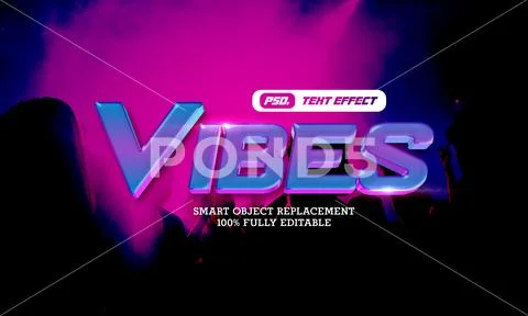 Vibes text effect template PSD Template