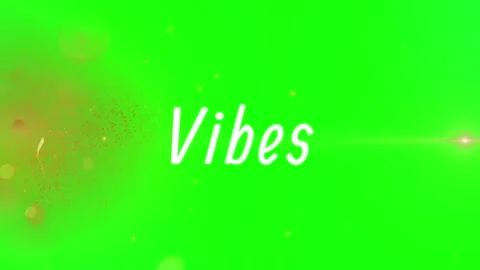Vibes text overlay on bright green screen with floating particles with subtle Vídeo Stock 344413264