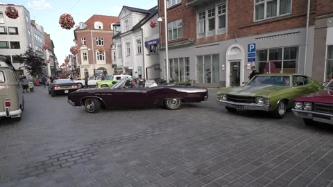 Viborg, Denmark - August 8, 2023: Antique car, Vintage Car Festival in Denmark. Stock Footage 253597820