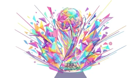 Vibrant 2026 World Cup trophy reveal animation Stock Footage 334938324