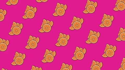 	Vibrant 2D animation featuring a seamless pattern of sliced oranges Stock Footage 325646074