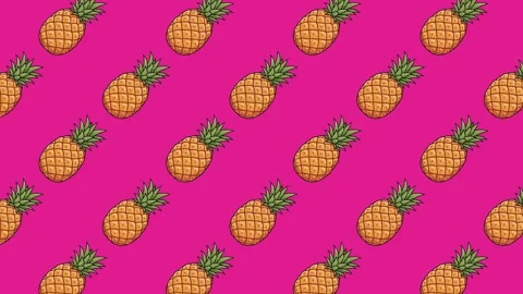 Vibrant 2D animation of a repeating pineapple pattern Stock Footage 325646087