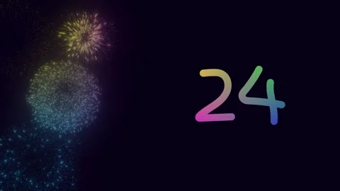 Vibrant 30-second countdown from 30 to 0 with colorful fireworks. Видео 315075494