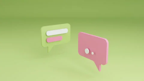 Vibrant 3D Animation of Floating Social Media Chat Bubbles in Green and Pink Stock Footage 335959629