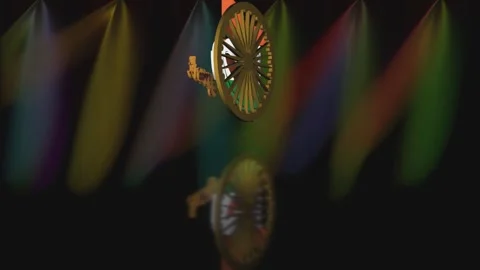 Vibrant 3D Ashok Chakra Spin with 15th August Text Abstract Background Stock Footage 279841316