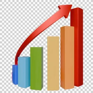 A vibrant 3D bar graph displays ascending growth Stock Illustration