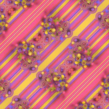 Vibrant 3D Candy Style Pattern with Spheres and Diagonal Stripes Illustrazione stock