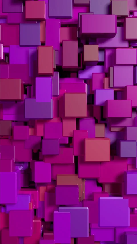 Vibrant 3D Cube Animation Loop in Purple and Magenta Shades Stock Footage 284183098