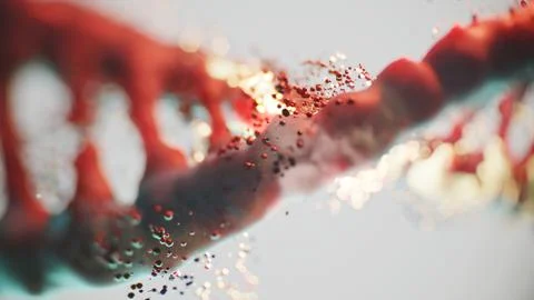 Vibrant 3D DNA structure with microcosmic molecules, showing genetic code Illustrazione stock