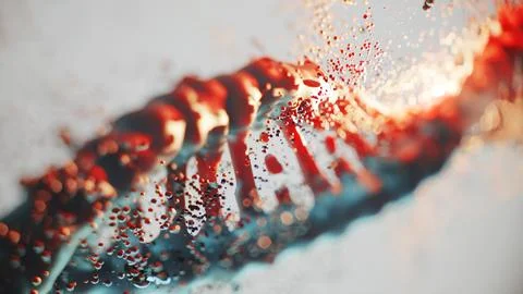 Vibrant 3D DNA structure with microcosmic molecules, showing genetic code Illustrazione stock