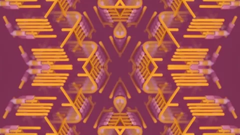 Vibrant 3D kaleidoscope. Splines creating symmetrical pattern with bokeh effect Stock Footage 332466911