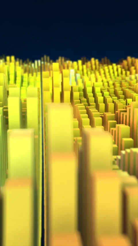 Vibrant 3D landscape of abstract blocks in gold and pastel tones, forming a.. Stock Footage 311204818