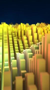 Vibrant 3D landscape of abstract blocks in gold and pastel tones, forming a.. Stock Illustration