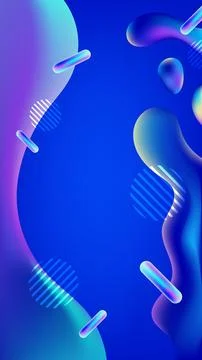 Vibrant 3d liquid abstract background with iridescent fluid shapes and glos.. Stock Illustration