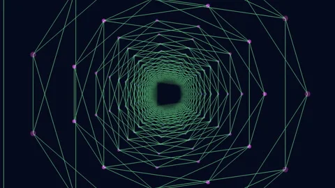 Vibrant 3d maze design with interconnected green and pink lines Stock Footage 315088394