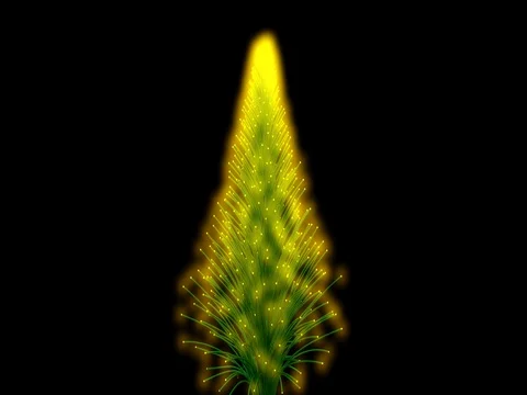 Vibrant 3d particles forming into a glowing yellow , green pine / Christmas tree Stock Footage 69923451