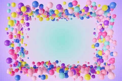 A vibrant 3D render featuring an array of colorful spheres in shades of pin.. Stock Photos