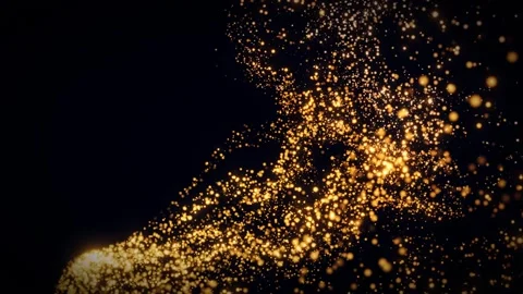 Vibrant 3D render of glowing golden light and sparkling particles Stock Footage 342363659