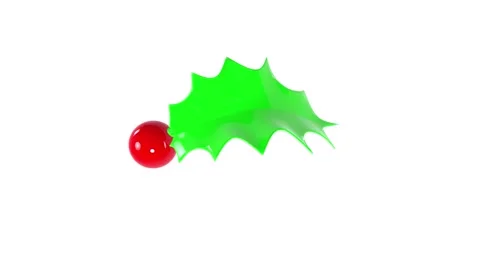 Vibrant 3D rendering of a green holly leaf with a red berry Stock-Footage 285060525