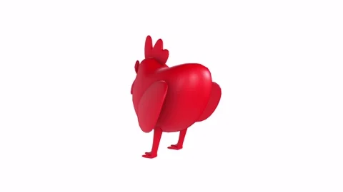 Vibrant 3D rendering of a stylized red chicken model Stock-Footage 286148114