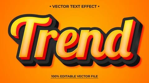 Vibrant 3D Text Effect of "Trend" on Orange Background Stock Illustration